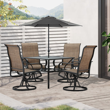 Black 5-Piece Patio Dining Set with Swivel Rockers