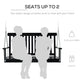 2-Seater Patio Swing Chair, Fir Wooden Porch Swing with Slatted Design, Hanging Chains for Outdoor, Garden, Black