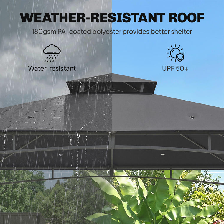 10' x 10' Dark Grey Soft-Top Gazebo with 2-Tier Roof