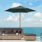 8FT Wood Market Umbrella Patio Umbrella Round Garden Parasol Canopy with Bamboo Ribs and Top Vent, Dark Green