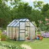 6' x 8' x 6.5' Green Polycarbonate Greenhouse with Roof Vent