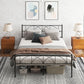 Metal Queen Platform Bed Frame with Headboard, Steel Slat Support, Underbed Storage, No Box Spring Needed, Easy Assembly