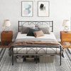 Metal Queen Platform Bed Frame with Headboard, Steel Slat Support, Underbed Storage, No Box Spring Needed, Easy Assembly