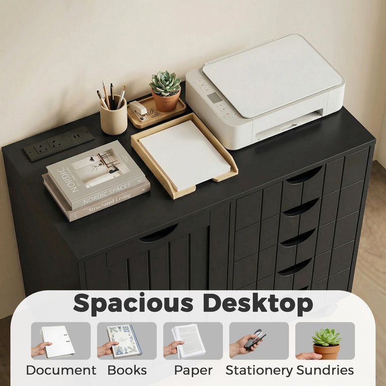 5-Drawer Mobile Lateral Filing Cabinet with USB
