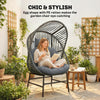 Wicker Egg Chair with Thick Cushion and Headrest
