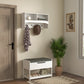 Wall Mounted Coat Rack with Shoe Storage Bench, Hall Tree and Bench, Clothes Hanger Rack with Shelves for Hallway White