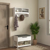 Wall Mounted Coat Rack with Shoe Storage Bench, Hall Tree and Bench, Clothes Hanger Rack with Shelves for Hallway White