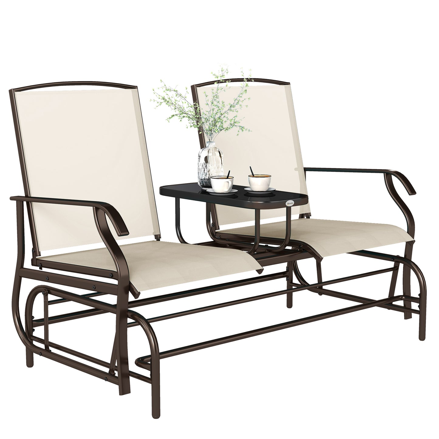 Patio Glider Rocking Chair 2 Person Outdoor Loveseat Rocker Garden Furniture Bench, Black