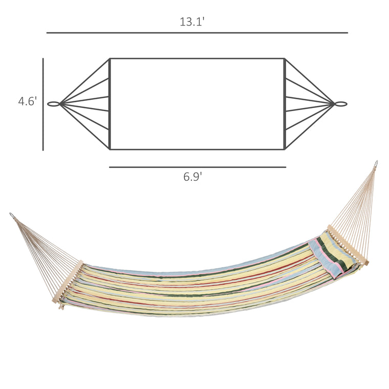 83" Double Outdoor Hammock Bed with Pillow - Red Stripe