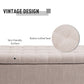 Storage Ottoman, Linen Fabric End of Bed Bench with Soft Close Lid, Button Tufted Storage Bench for Living Room, Entryway or Bedroom, 42" x 17" x 19", Beige