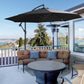 9.7ft Offset Patio UmbrellaCantilever Parasol with Crank Handle, 8 Ribs and Cross Base for Outdoor, Sun Shade, Black