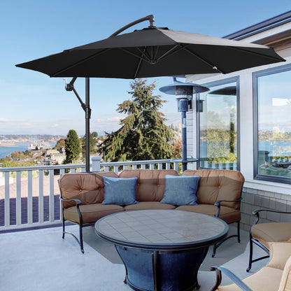 9.7ft Black Offset Cantilever Umbrella with 8 Ribs
