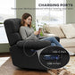 Power Recliner Chair, Fabric Upholstered Recliner Chair with USB Ports, Swivel and Rocking Function, Footrest, Black