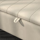 40" Ottoman with Storage, Linen Upholstered Storage Ottoman Bench with Steel Legs for Living Room, Bedroom Cream White