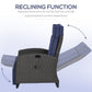 Outdoor Recliner Chair with Adjustable Backrest, Cushion, Side Tray, Black