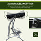 3-Seater Outdoor Swing Chair Bench with Adjustable Canopy, Black