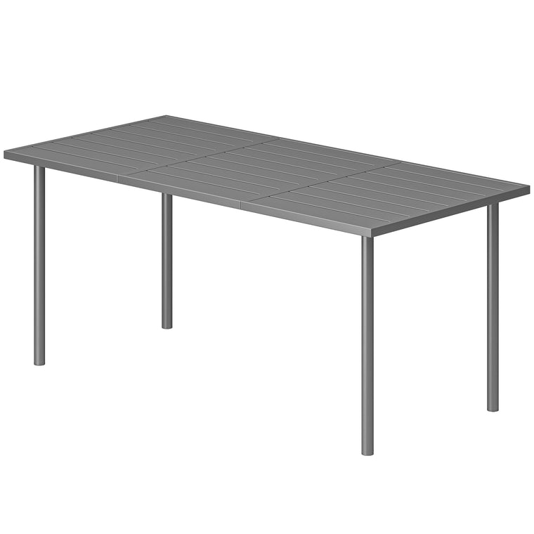 65" x 31.5" Metal Rectangular Dining Table, Slatted Top
