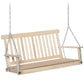 2-Seater Patio Swing Chair, Fir Wooden Porch Swing with Slatted Design, Hanging Chains for Outdoor, Garden, Black