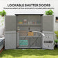 Outdoor Storage Cabinet, Wood Garden Shed with Steel Frame, Asphalt Roof, 2 Shelves and Lockable Doors, Grey