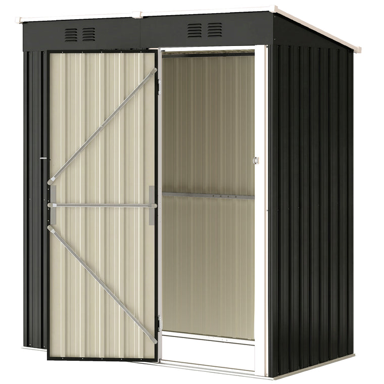 5' x 3' Lean-To Metal Garden Shed with Lockable Door