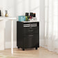 24" Small Filing Cabinet with Open Compartment, Drawer and Wheels, Home Office Storage Cabinet, Black