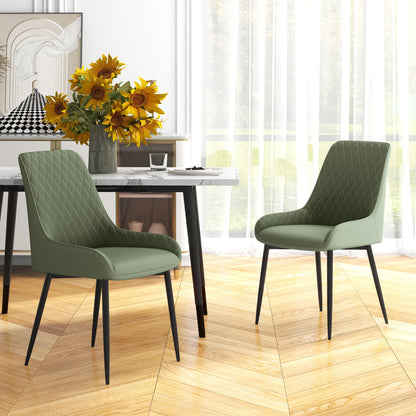 Tufted Dining Chairs Set of 2 with Steel Legs