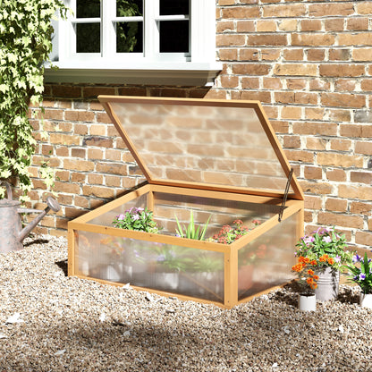 35.5" x 23.5" x 15.75" Light Brown Wood Greenhouse Planter