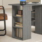 Computer Desk, 47" Writing Table with 3-Tier Shelves and 3 Reversible Drawers for Home Office, Bedroom, Grey