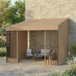 10' x 10' Wall Pergola, Outdoor Gazebo with 2 Curtains and 2 Nettings, UV Resistant, for Patio, Deck, Khaki