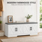 Shoe Bench with Cushion Shoe Storage Bench with Doors Adjustable Shelves for Entryway, White