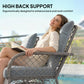 Rocking Bistro Set, 3 Piece Wicker Patio Furniture with High Back Rocking Chairs and 2-Tier Glass Table, Light Grey