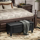 42" Deluxe Faux Leather Padded Storage Ottoman Bench Foot Stool Seat Chair with Organizer, Black