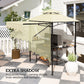 8' x 7.6' Grill Gazebo, Double Tiered Barbecue Grill Gazebo Shelter w/ Side Awning, 2 Side Shelves, 6 Hooks, Beige