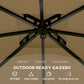 11' x 11' Outdoor Gazebo, Double Roof Patio Gazebo Canopy with Curtains, Church Windows, Galvanised Steel Frame, Beige