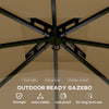 11' x 11' Beige Double Roof Gazebo with Church Windows