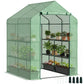 56" x 54" x 74" Walk-in Greenhouse Portable Garden Flower Seed Warm House with 8 Shelves, Outdoor Plant Growth Hot House, PE Cover, Green