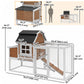 71" Chicken Coop for 3 Chickens, Wooden Hen House with Run, Removable Tray, Nesting Box, Waterproof Asphalt Roof