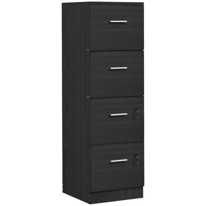 4-Drawer Vertical Filing Cabinet with Lock - Black