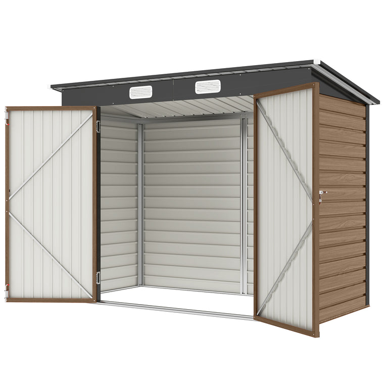 8' x 4' Galvanized Storage Shed with Double Doors and Vents