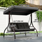 Convertible Patio Swing Bed with Canopy and Cushions, 3 Seater Porch Swing for Outdoor, Backyard, Garden, Black