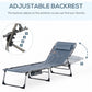 Folding Chaise Lounge Chair, Outdoor Padded Reclining Chair with 5-position Adjustable Backrest, Pillow and Pocket for Patio, Deck, Beach, Lawn and Sunbathing, Black