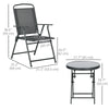 3 Pieces Bistro Set, Foldable Patio Furniture Set with Mesh Chairs, Glass Table for Garden, Balcony, Charcoal Grey