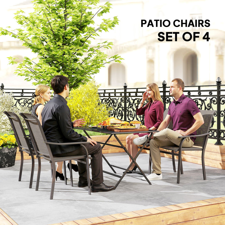 Patio Chairs with Armrest and High Backrest, Set of 4