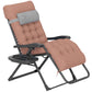 Padded Folding Recliner Chair, Patio Lounger with Cupholder, Adjustable Backrest, Removable Cushion, Navy Blue
