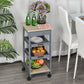 Kitchen Island Rolling Trolley Utility Serving Cart with Drawer Grey