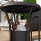 3 Pieces Patio Bar Set, Rattan Bistro Table and Chairs, Outdoor Conversation Furniture Set with Ice Bucket, Dark Brown