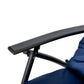 Foldable Lounge Chair, Fabric Upholstered Recliner, Outdoor Lounger with Armrest, Metal Frame for Backyard, Blue