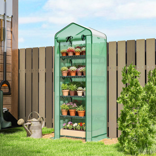 Mini Greenhouse with Screen Roof, Portable Small Greenhouse with Roll-Up Zipper Door - 27.6" x 19.7" x 75.6"