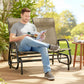 Outdoor Glider Bench, Patio Glider for 2 Persons, Brown - Brown