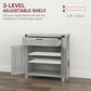 Farmhouse Kitchen Storage Cabinet, Sideboard Buffet Cabinet with 2 Rustic Barn Doors and Drawer, Grey